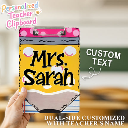Custom Text Name Folder with Pencil Design – Teacher's Day & Back to School Gift