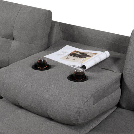 Left Fabric Sofa With Ottoman