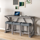 Bar Table Set With Power Outlet, Bar Table And Chairs Set, 4 Piece Dining Table Set, Industrial Brea