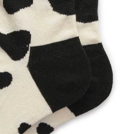Leopard Dalmatian Black White Cotton Crew Socks