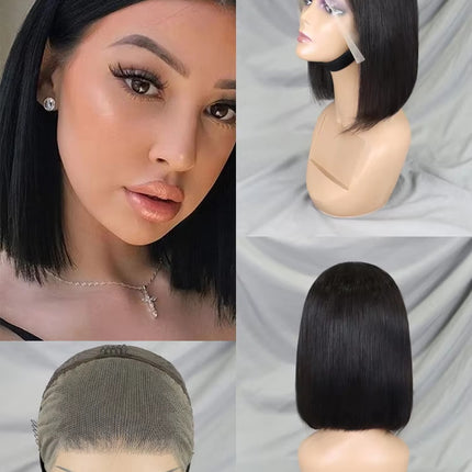 13x4 LACE WIG Human Hair Lace Front Bob Wigs Short Straight Style Transparent  Lace Raw Brazilian For Black Women