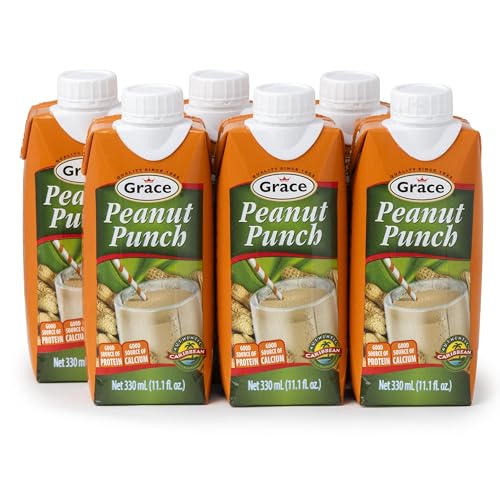 Grace Jamaican Peanut Punch Drink 330ml - 6 Pack - Authentic Jamaican Food Drink - Caribbean Peanut Punch Jamaica Drink