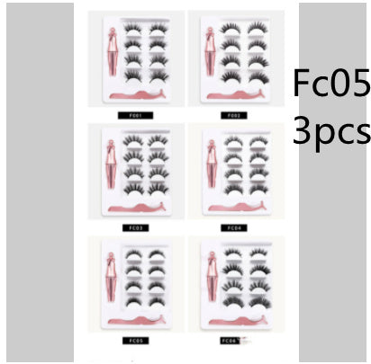 Three pairs of false eyelashes