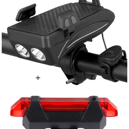 Motorcycle Bicycle Phone Holder Support Charging For Cell Phone With Bike Bell Power Bank Bicycle Front Lamp Flashlight