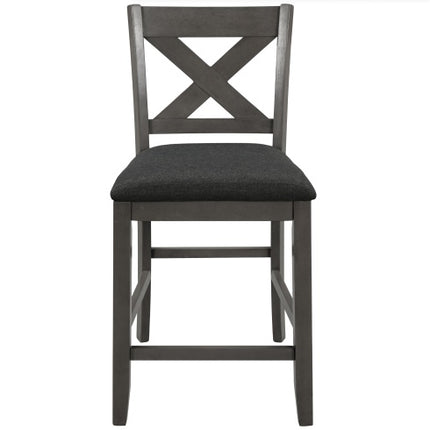 TOPMAX 5 Pieces Counter Height Rustic Farmhouse Dining Room Wooden Bar Table Set With 2 Stools And 2 Chairs, Gray