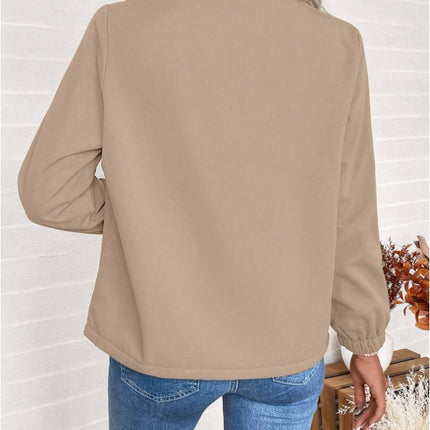 Casual Solid Color Zipper Fleece Jacket, Autumn Winter