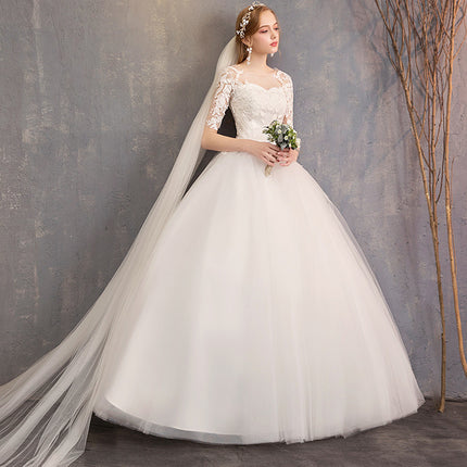 Slim Mid-sleeve Plus Size Photo Studio Wedding Dress