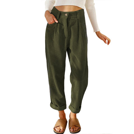 Baggy Corduroy Straight Pants Oversized Spodnie Elegant Trousers New Broek Women Causal Spring Fall High Wasit Pantalones