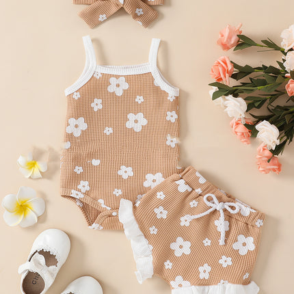 Baby Girl Waffle Print Overall Dress Set