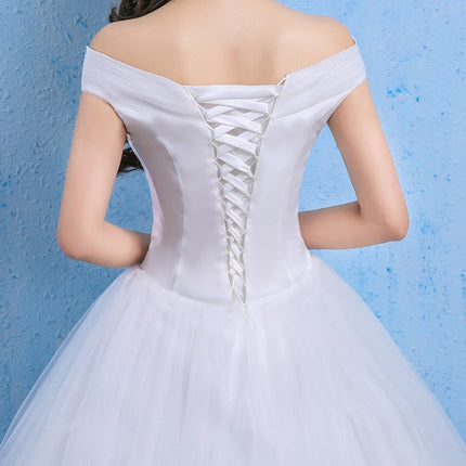 Wedding dress new bride married Korean style Qi thin one word shoulder wedding tail shoulder spring and summer models