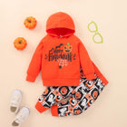 Boys' Halloween Pumpkin Orange Hooded Sweatshirt And Pants Set