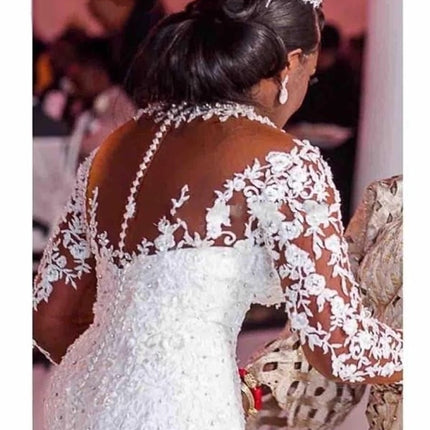 Long Sleeves Mermaid  White Wedding Dress