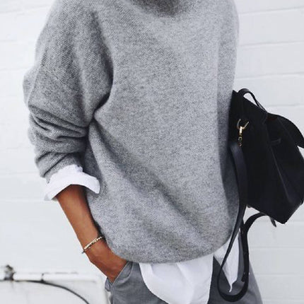 Fashion Long Sleeve Pullover Sweater Fall And Winter Fashion Solid Color Knitted Tops For Women Clothing