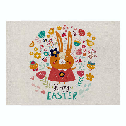 Home Cartoon Rabbit Kitchen Insulation Coaster Anti-scalding Cotton And Linen Western Placemat