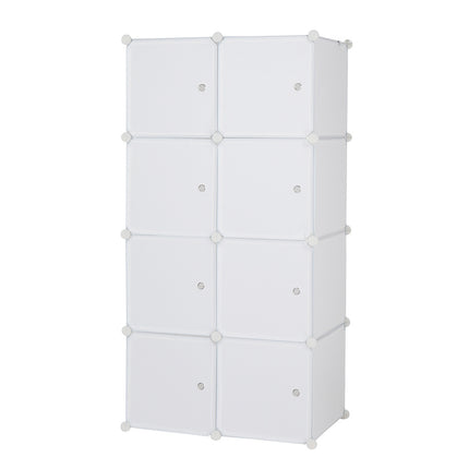 8 Cube Organizer Stackable Plastic Cube Storage Shelves Design Multifunctional Modular Closet Cabinet with Hanging Rod
