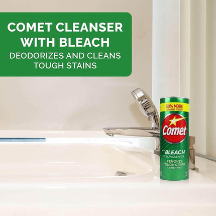 Comet Cleaner 2 Pack (21 oz Each) Powerful Surface Cleaner for Bathroom & Kitchen Tough Stain Remover Deodorizer & Freshener 50% More Cleaning Power Includes Landsing Bundled w Ship Bag