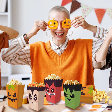 12 Pieces Halloween Popcorn Box Halloween Party Favor Snack Treat Boxes Candy Cookie Container Decorations Gifts For Popcorn Sales Halloween Party Favor Supplies