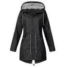 Womens Waterproof Raincoat Casual Basic Outdoors Drawstring Trench Lightweight Drawstring Jackets Hiking Clothes For Women