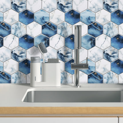 Blue And White Marble Wall Sticker Transfer Can Be Cut And Peeled At Will To Stick To Wallpaper Waterproof PVC Self-adhesive Wall Tile Sticker Tile Kitchen Bathroom Home Decoration
