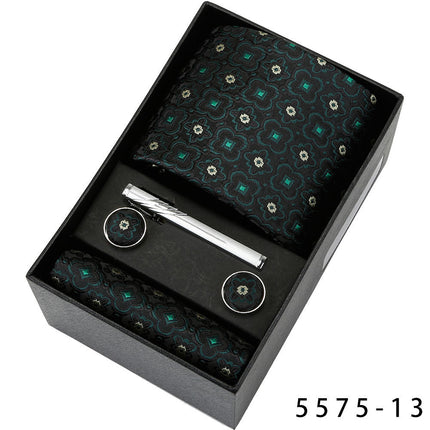 Men's Casual Banquet Tie Square Scarf Cufflinks Five-piece Set