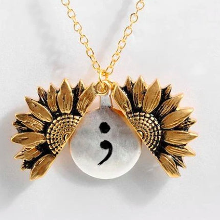 Sunflower Double-layer Lettering Necklace