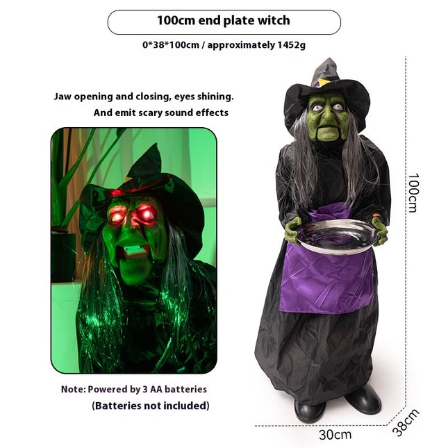 Halloween End Plate Witch Electric Voice-activated Induction Decoration Ornaments