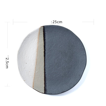 Retro Thick Ceramic Round Plate Square Plate Salad Plate Flat Plate