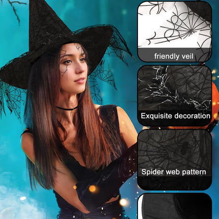 2 Pieces Halloween Witch Hat Costume Witches Hats For Women Black Foldable Pointed Cap For Halloween Party Costume-Ban On Selling On Amazon
