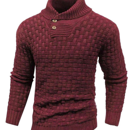 Men's Slim Turtleneck Sweater With Button Design Fashion Casual Solid Color Pullover Top Clothing