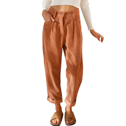Baggy Corduroy Straight Pants Oversized Spodnie Elegant Trousers New Broek Women Causal Spring Fall High Wasit Pantalones