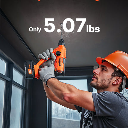 20V SDS Plus Cordless Rotary Hammer Drill Kit 0.6Inch 2 Functions