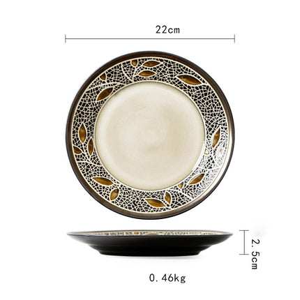 Ceramic Plate Flat Plate Creative Dish Plate Japanese Vintage Tableware