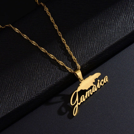 All-match Jamaica Map Geometric Pendant Necklace