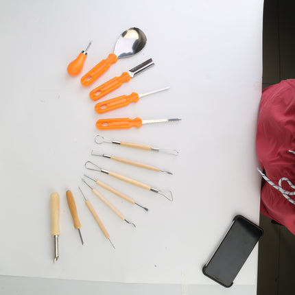13Pcs Halloween Pumpkin Carving Kit Stainless Steel Carving Kit Pumpkin Sculpting Cutting Kit Halloween Decorative Tools