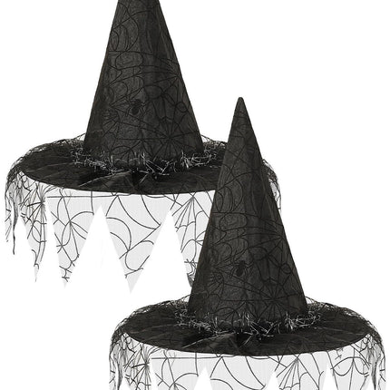 2 Pieces Halloween Witch Hat Costume Witches Hats For Women Black Foldable Pointed Cap For Halloween Party Costume-Ban On Selling On Amazon