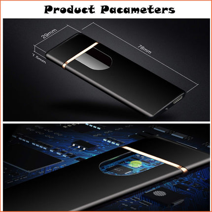 Electric Lighter, USB Rechargeable Lighter, Plasma Dual Arc, Windproof Flameless Pocket Metal, Incense, Camping (Red)