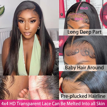 mengkai 26 Inch 13X6 HD Lace Front Wigs Human Hair Pre Plucked 13x6 Straight Lace Front Wigs Human Hair Frontal Wigs for Women Human Hair Straight Frontal Wigs Human Hair with Baby Hair