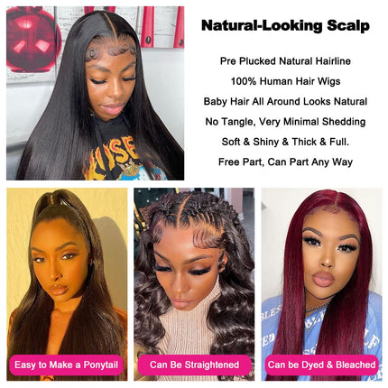 mengkai 26 Inch 13X6 HD Lace Front Wigs Human Hair Pre Plucked 13x6 Straight Lace Front Wigs Human Hair Frontal Wigs for Women Human Hair Straight Frontal Wigs Human Hair with Baby Hair