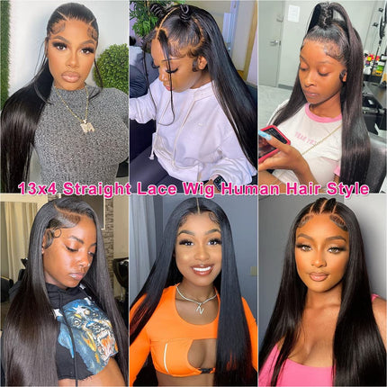 mengkai 26 Inch 13X6 HD Lace Front Wigs Human Hair Pre Plucked 13x6 Straight Lace Front Wigs Human Hair Frontal Wigs for Women Human Hair Straight Frontal Wigs Human Hair with Baby Hair