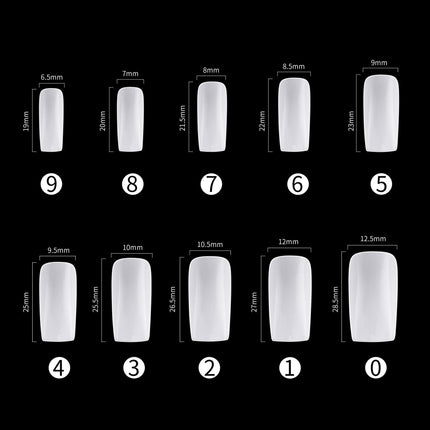 Full Cover Acrylic False Nail Tips, 500PCS Fake Nail Shape Artificial False Nails Tips 10 Sizes with Case for Nail Art Salons and Home DIY (Natural)