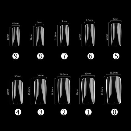 Full Cover Acrylic False Nail Tips, 500PCS Fake Nail Shape Artificial False Nails Tips 10 Sizes with Case for Nail Art Salons and Home DIY (Natural)