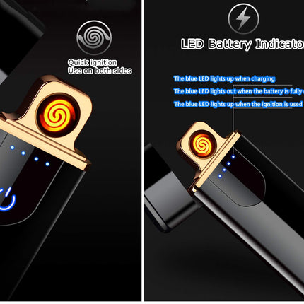 Electric Lighter, USB Rechargeable Lighter, Plasma Dual Arc, Windproof Flameless Pocket Metal, Incense, Camping (Red)