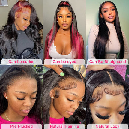 mengkai 26 Inch 13X6 HD Lace Front Wigs Human Hair Pre Plucked 13x6 Straight Lace Front Wigs Human Hair Frontal Wigs for Women Human Hair Straight Frontal Wigs Human Hair with Baby Hair