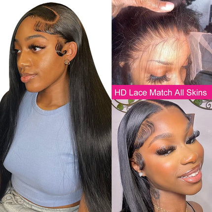 mengkai 26 Inch 13X6 HD Lace Front Wigs Human Hair Pre Plucked 13x6 Straight Lace Front Wigs Human Hair Frontal Wigs for Women Human Hair Straight Frontal Wigs Human Hair with Baby Hair