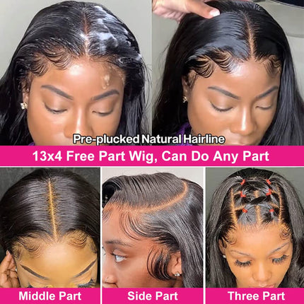 mengkai 26 Inch 13X6 HD Lace Front Wigs Human Hair Pre Plucked 13x6 Straight Lace Front Wigs Human Hair Frontal Wigs for Women Human Hair Straight Frontal Wigs Human Hair with Baby Hair