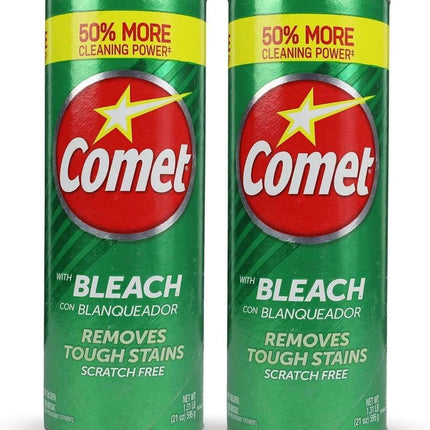 Comet Cleaner 2 Pack (21 oz Each) Powerful Surface Cleaner for Bathroom & Kitchen Tough Stain Remover Deodorizer & Freshener 50% More Cleaning Power Includes Landsing Bundled w Ship Bag