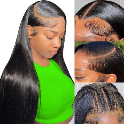 mengkai 26 Inch 13X6 HD Lace Front Wigs Human Hair Pre Plucked 13x6 Straight Lace Front Wigs Human Hair Frontal Wigs for Women Human Hair Straight Frontal Wigs Human Hair with Baby Hair