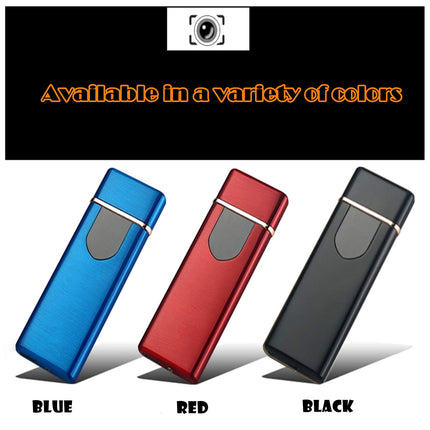 Electric Lighter, USB Rechargeable Lighter, Plasma Dual Arc, Windproof Flameless Pocket Metal, Incense, Camping (Red)