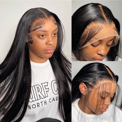 mengkai 26 Inch 13X6 HD Lace Front Wigs Human Hair Pre Plucked 13x6 Straight Lace Front Wigs Human Hair Frontal Wigs for Women Human Hair Straight Frontal Wigs Human Hair with Baby Hair