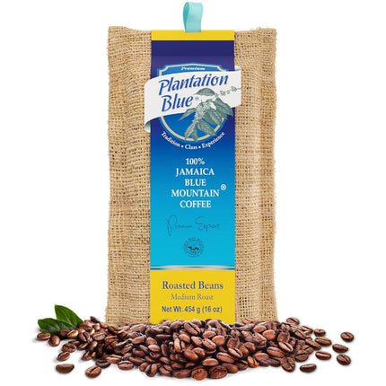PREMIUM PLANTATION BLUE TRADITION CLASS EXPERIENCE 100% Jamaica Blue Mountain Coffee Medium Roasted and Ground (16oz)